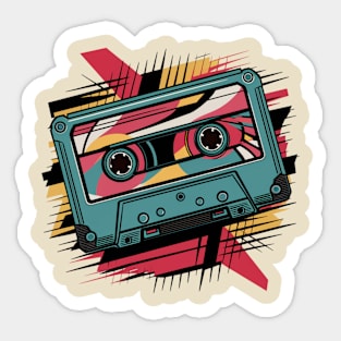 vibrant 80's cassette tape Sticker